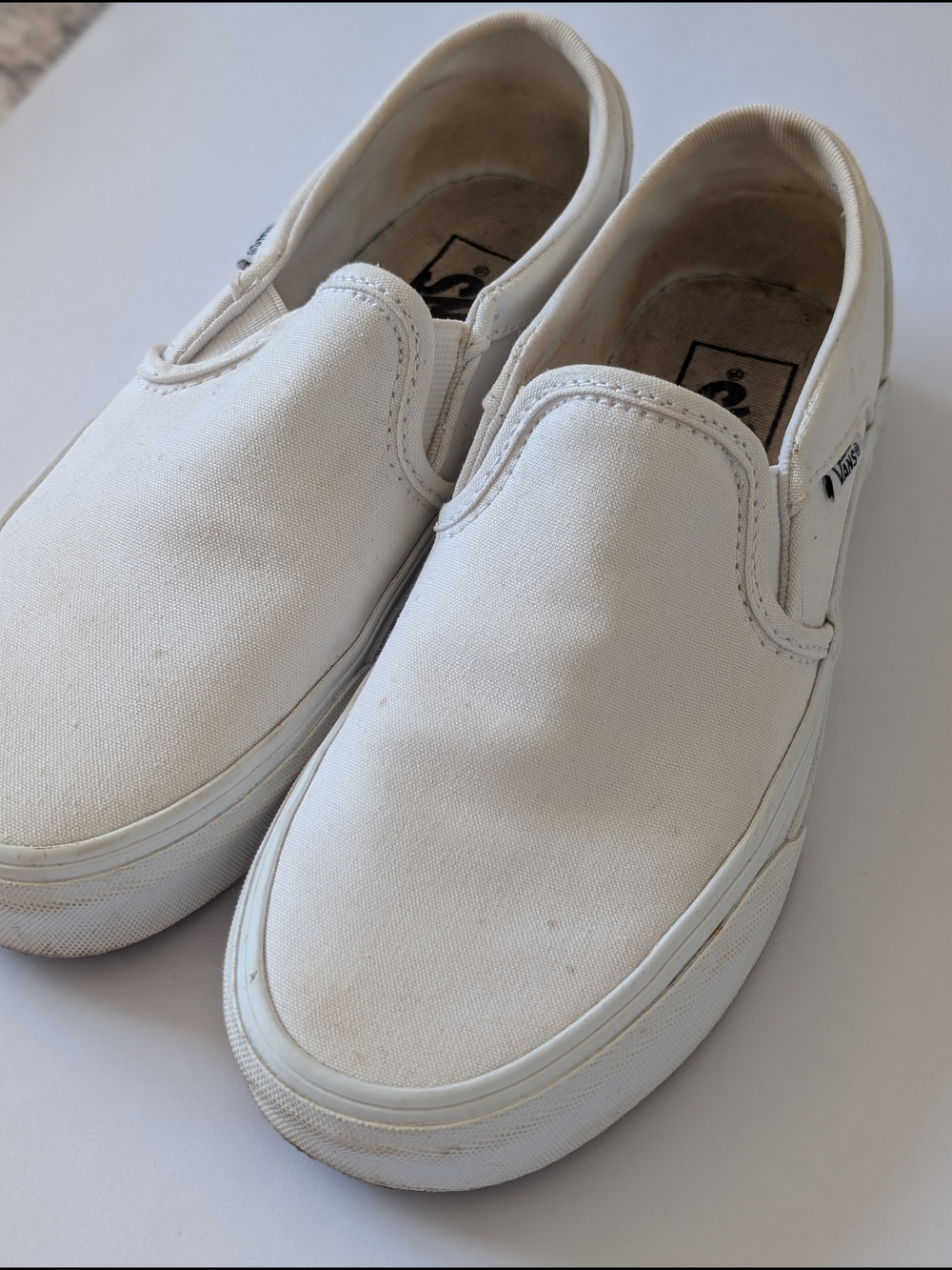 Vans Classic Slip-On Canvas Sneakers in White - Picture 3 of 6